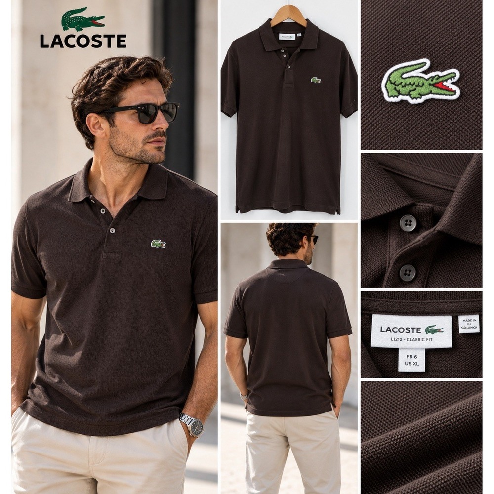 Lacoste Men's Classic Fit Polo Shirt Brown Short Sleeve Size XL(9-b49)